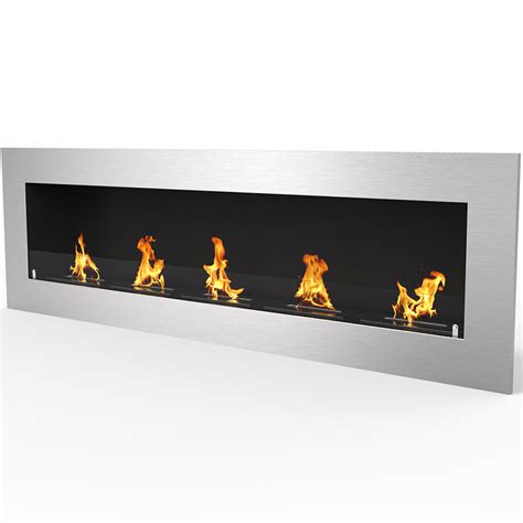 black stainless steel recess boxes adjacent to fireplace|Warren 72 Inch PRO Ventless Built In Recessed Bio .